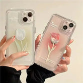 Elegant Tulip Shockproof Clear Silicone Case for iPhone
